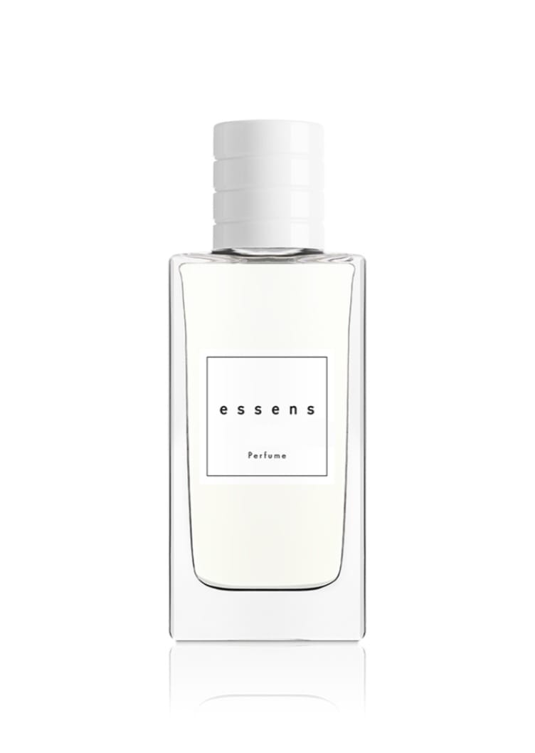 Cream bottle with a white ribbed cap and a black-framed label